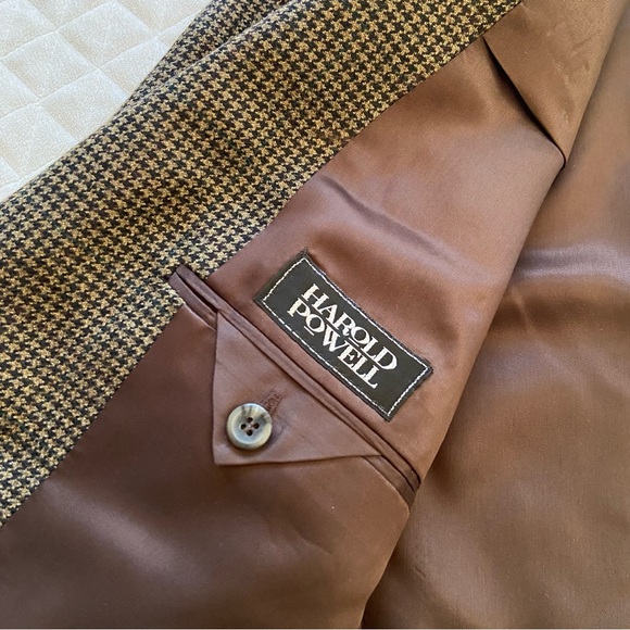 Harold Powell Mens Sport Coat Blazer Tweed Wool Button Jacket HoundsTooth 42Long - Picture 8 of 16
